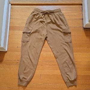 Goodfellow & Co, Men's Fleece Cargo Jogger Pants, Mid-Weight, Brown, EUC, S